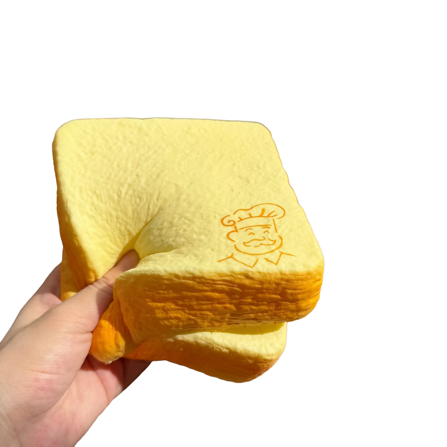 Grandpa Milk Toast Slice Squishy held in hand