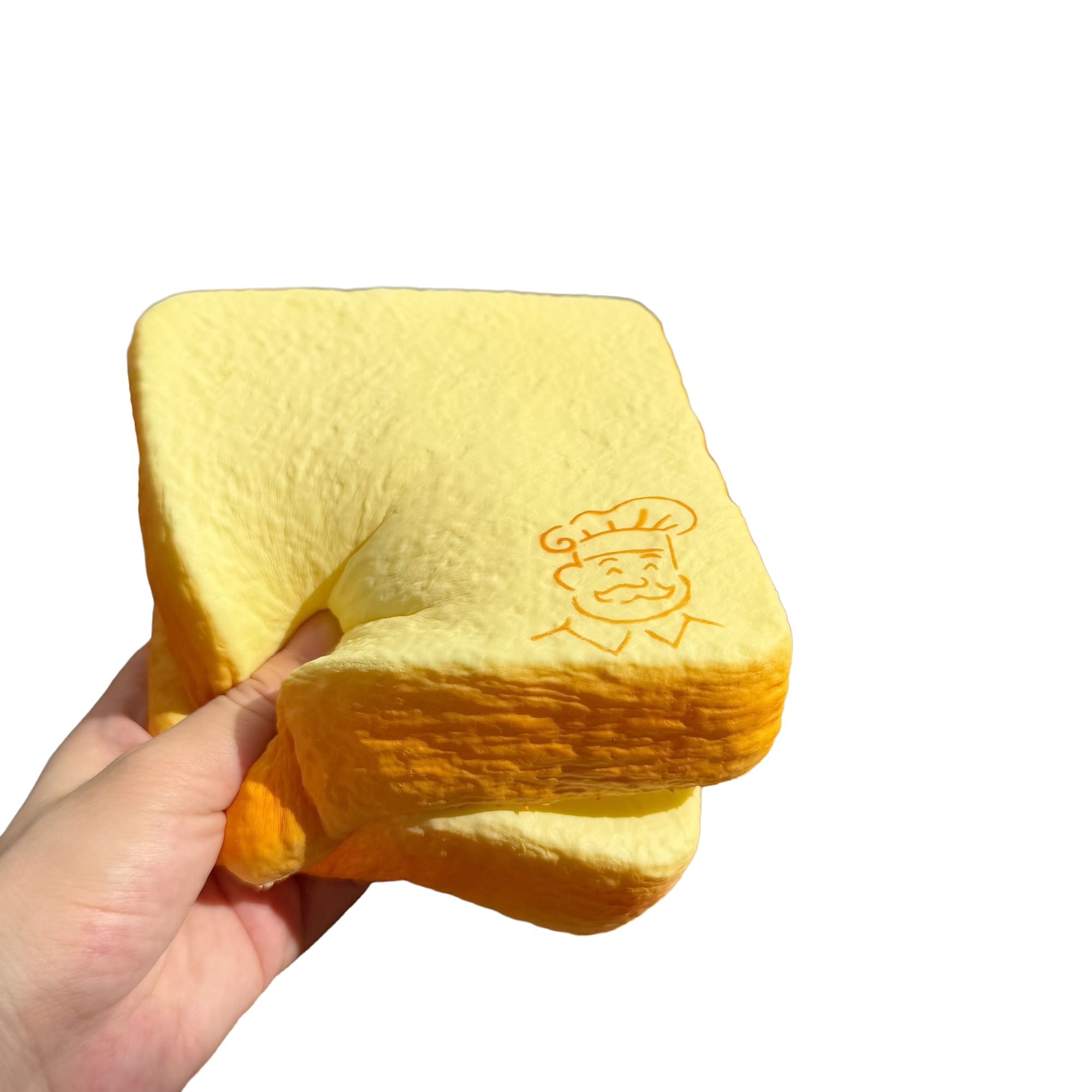 Grandpa Milk Toast Slice Squishy held in hand