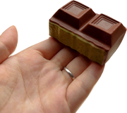 Matcha Chocolate Bar Squishy — hand product