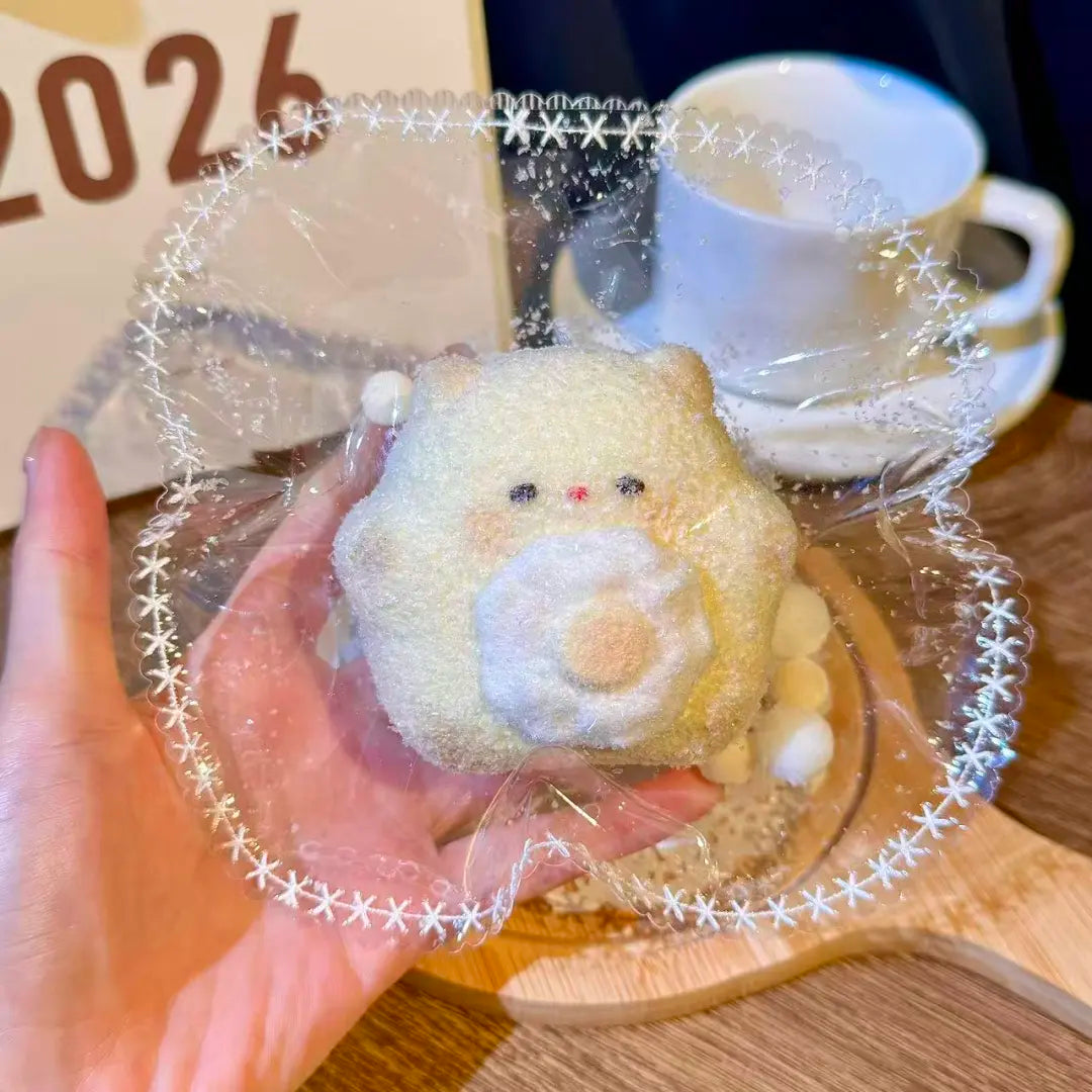 One Style — Flocked Fried Egg Cat Taba Squishy
