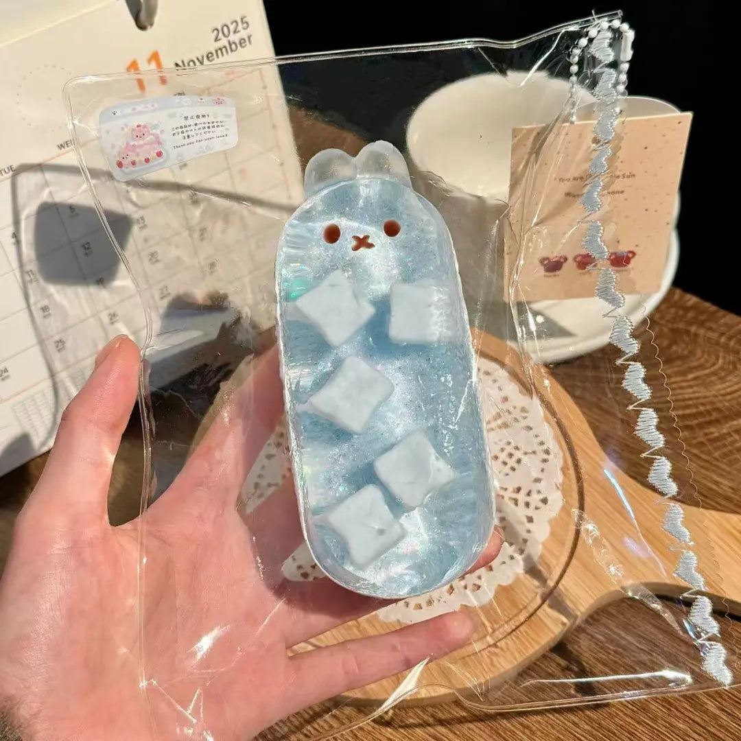 Ice Blue — Jelly Muscle Bunny Taba Squishy