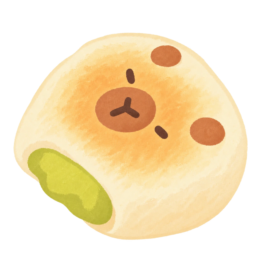 Capybara Bean Cake Squishy — PLM-SR-0DFB37B5984E416A — Hand-painted illustration