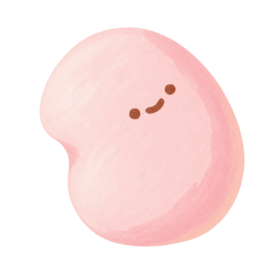 Pink Bean Cake Squishy — PLM-SR-1C48748EF1976054 — Hand-painted illustration