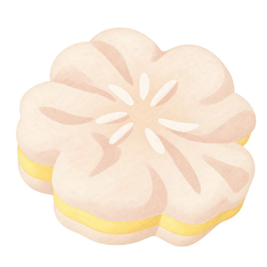 Peach Blossom Pastry Squishy — PLM-SR-2A7B32A349054616 — Hand-painted illustration