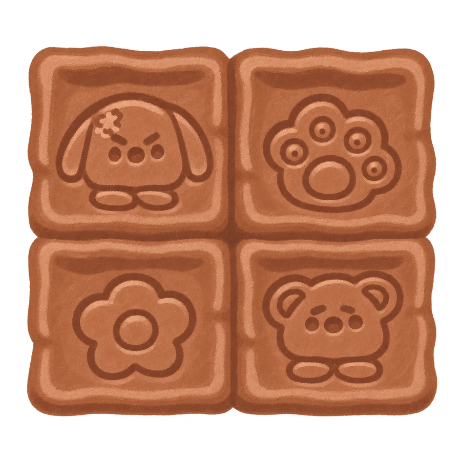 Chocolate Bread Squares Squishy — PLM-SR-3F3EE3B4647B08EB — Hand-painted illustration