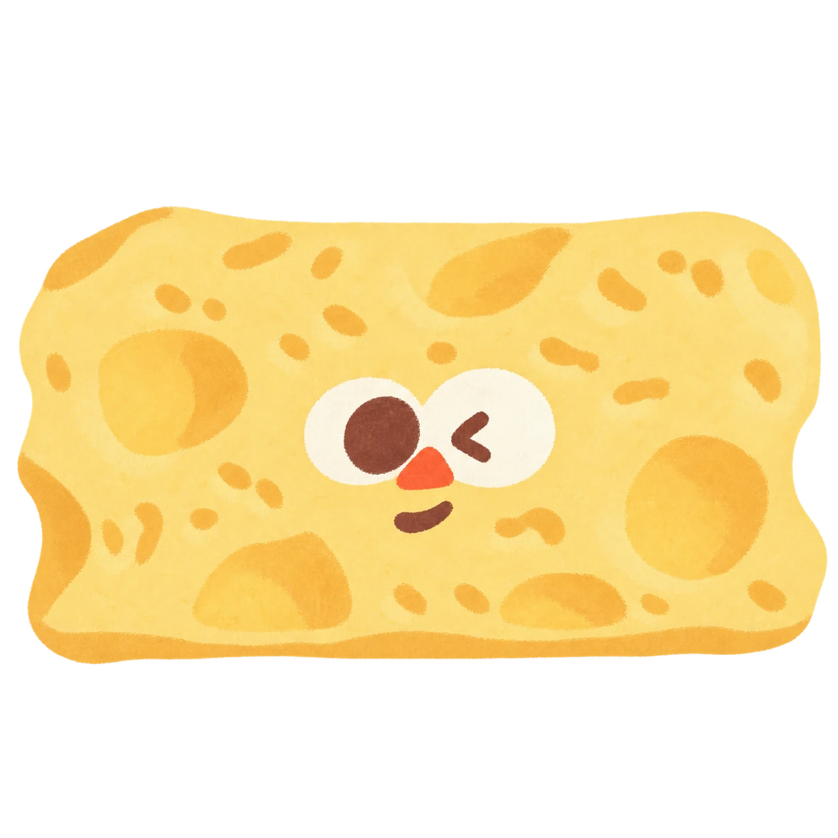 Winking Cheese Block Squishy — PLM-SR-48CD87C6967F50B6 — Hand-painted illustration