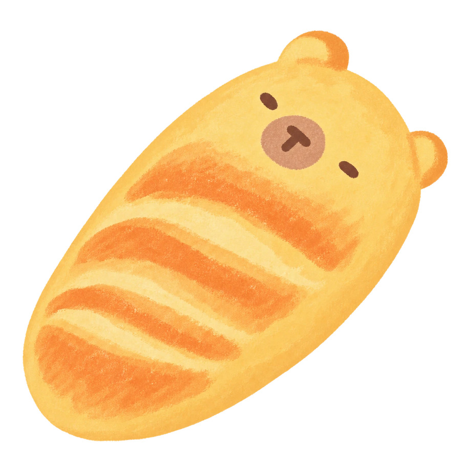 Capybara Baguette Squishy — PLM-SR-6F8D1ACE05C90482 — Hand-painted illustration