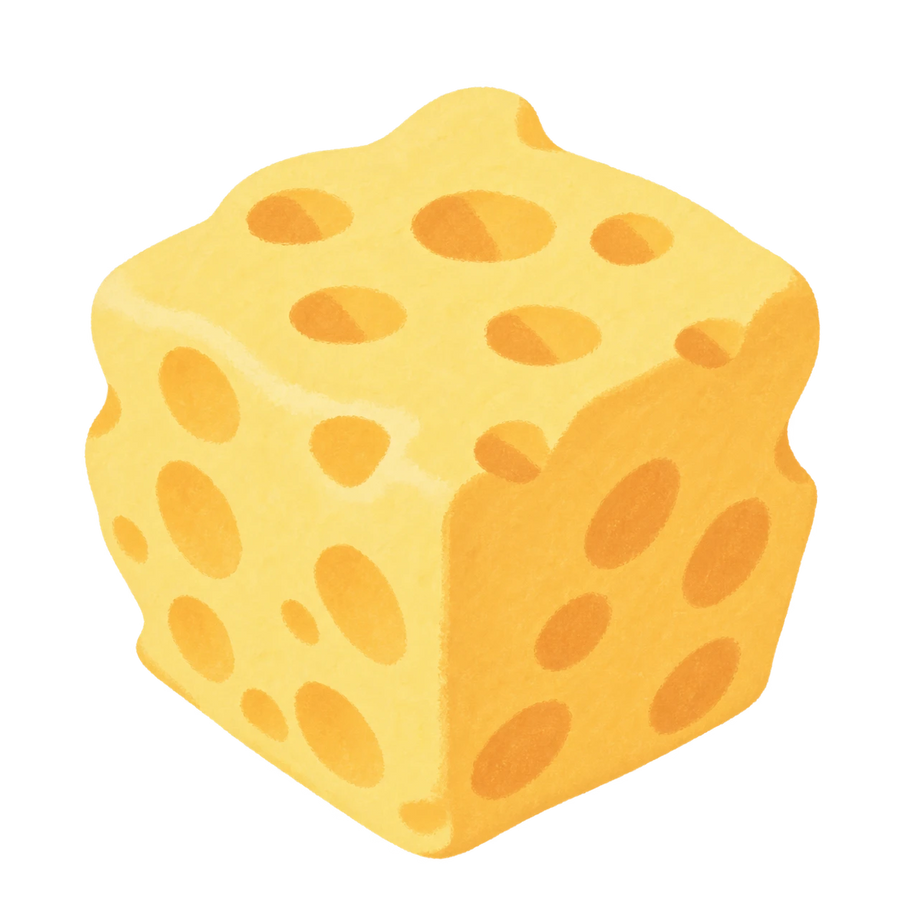 Cheese Cube Squishy — PLM-SR-85AD7C754B013CEB — Hand-painted illustration