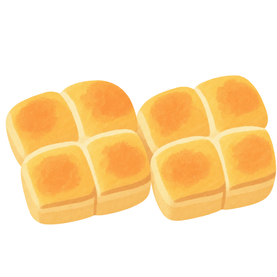 Four-Bun Loaf Squishy — PLM-SR-93F363639E5D1950 — Hand-painted illustration
