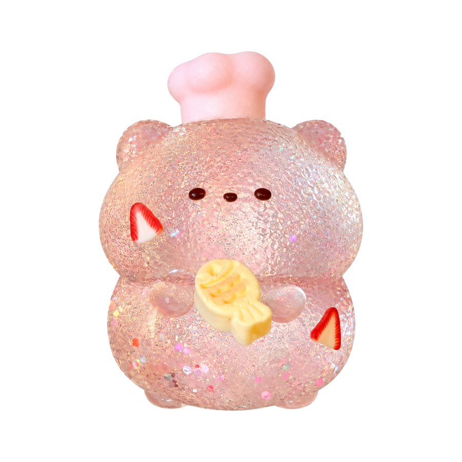 Glitter Hamster Taba Squishy — Iridescent Pink — isolated product view