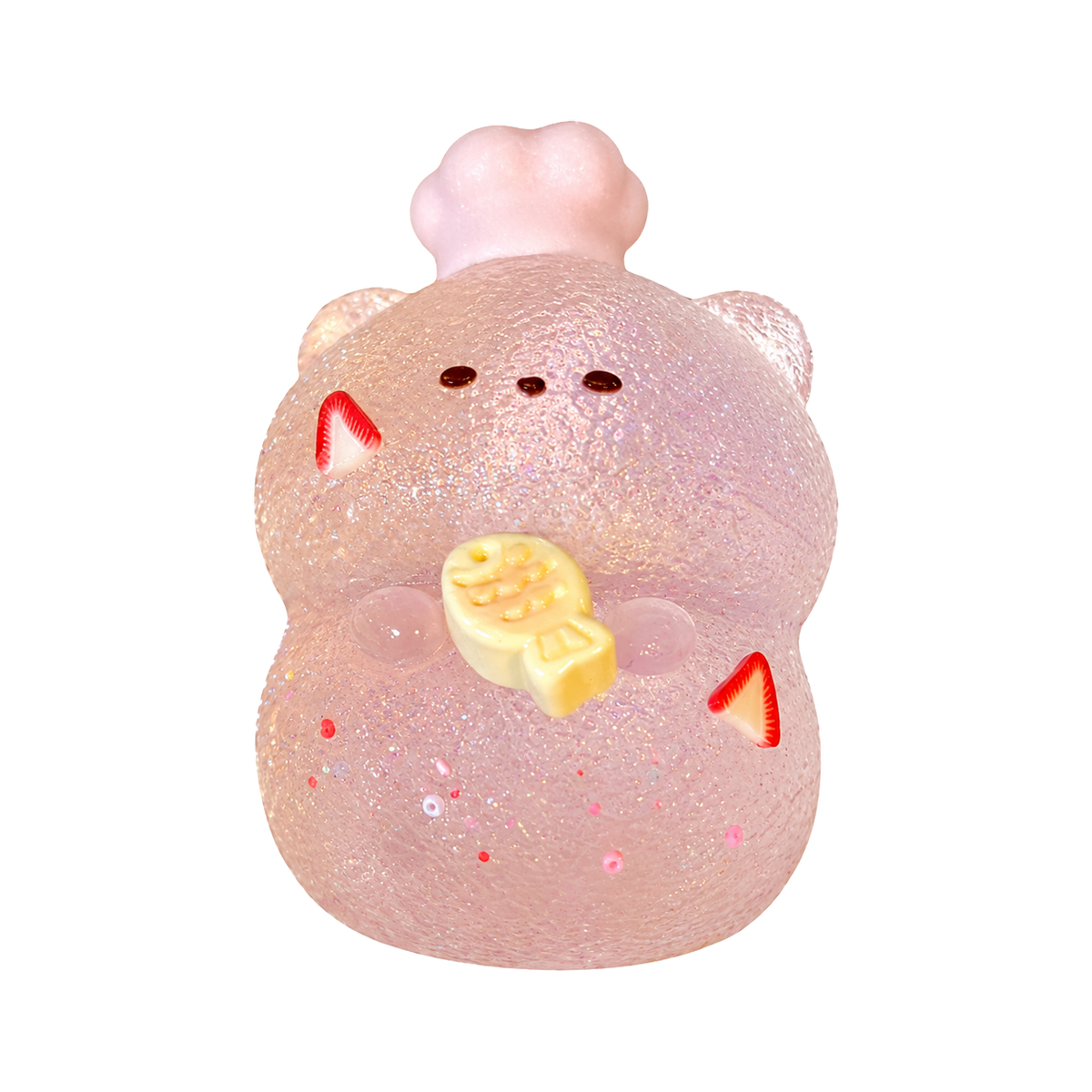 Glitter Hamster Taba Squishy — Iridescent Pink — isolated product view 2