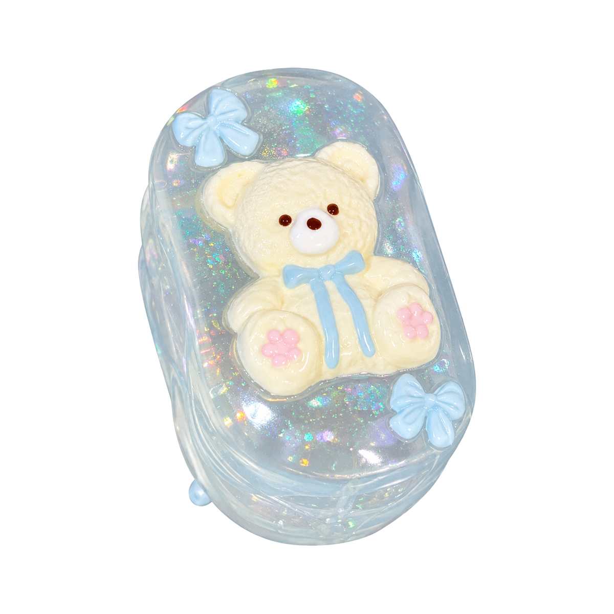 Glitter Bow Bear Taba Squishy — One Style — isolated product view