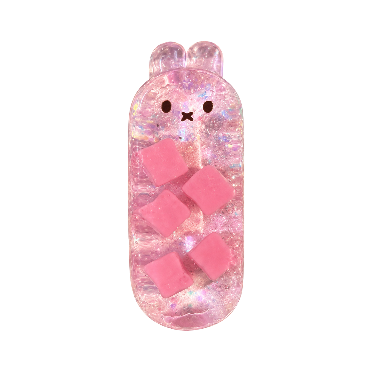 Jelly Muscle Bunny Taba Squishy — Berry Pink — isolated product view