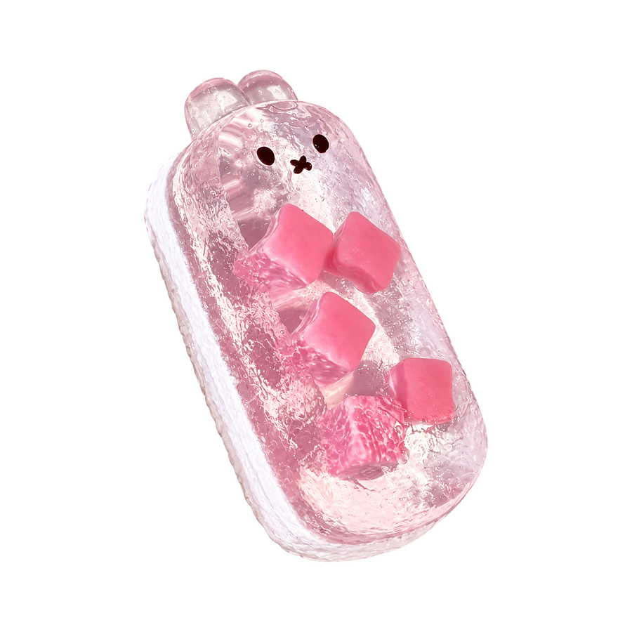 Jelly Muscle Bunny Taba Squishy — Berry Pink — isolated product view 2