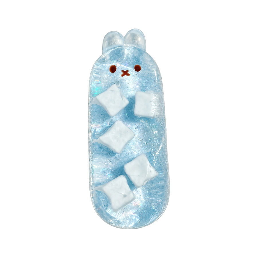 Jelly Muscle Bunny Taba Squishy — Ice Blue — isolated product view