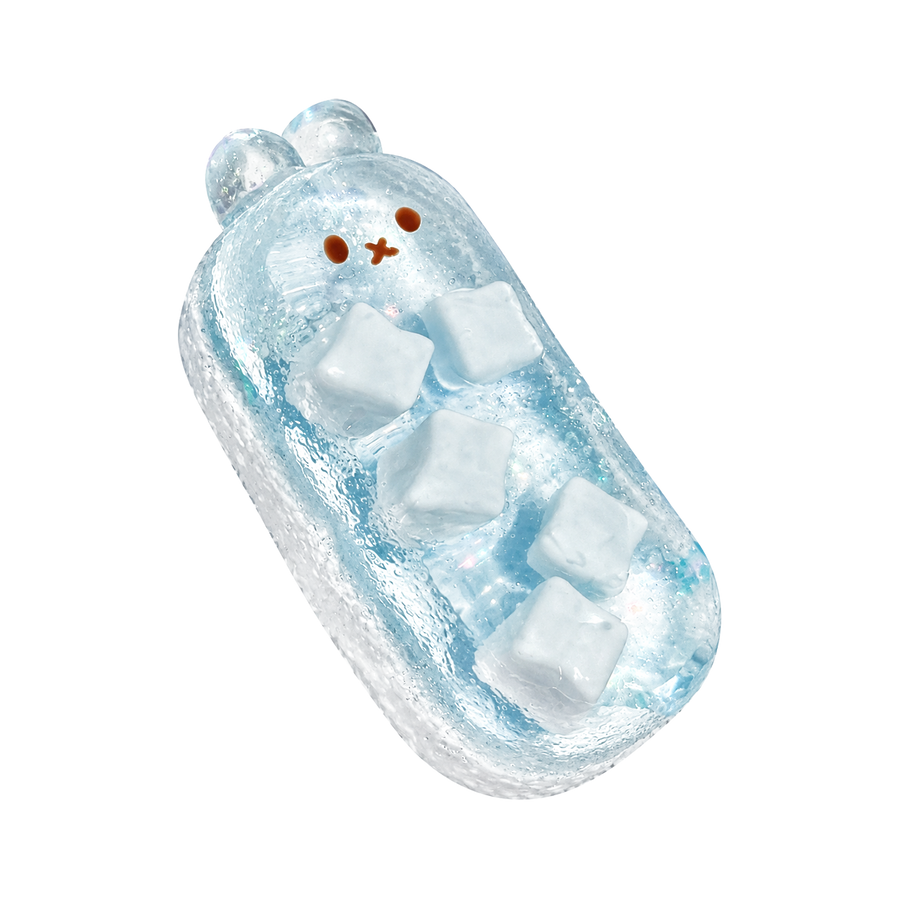 Jelly Muscle Bunny Taba Squishy — Ice Blue — isolated product view 2