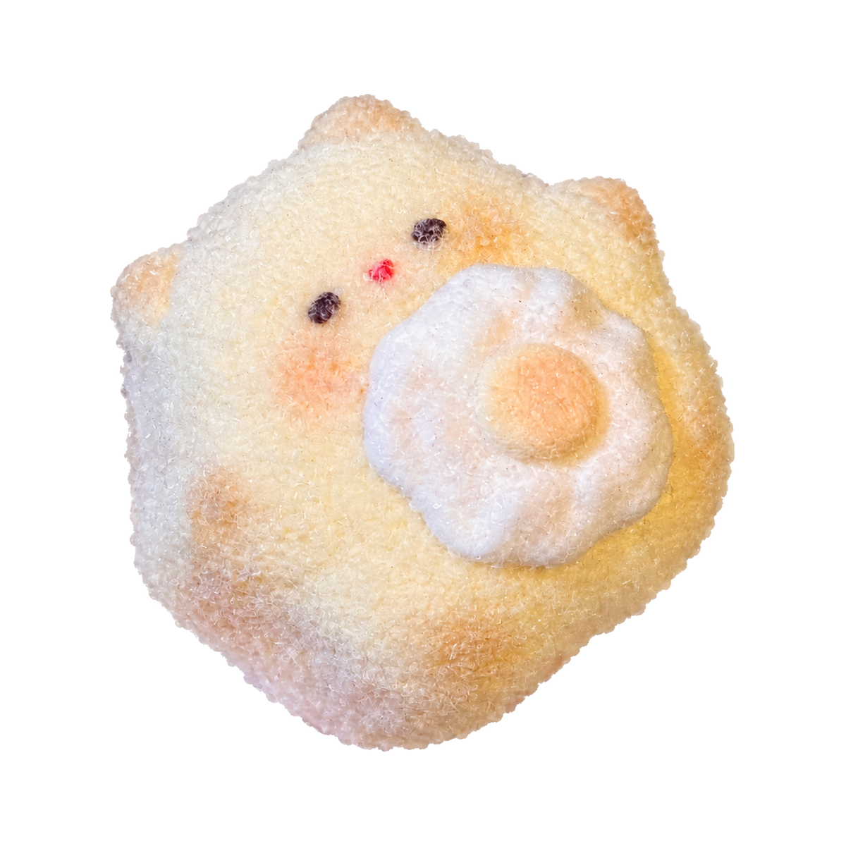 Flocked Fried Egg Cat Taba Squishy — One Style — isolated product view 2