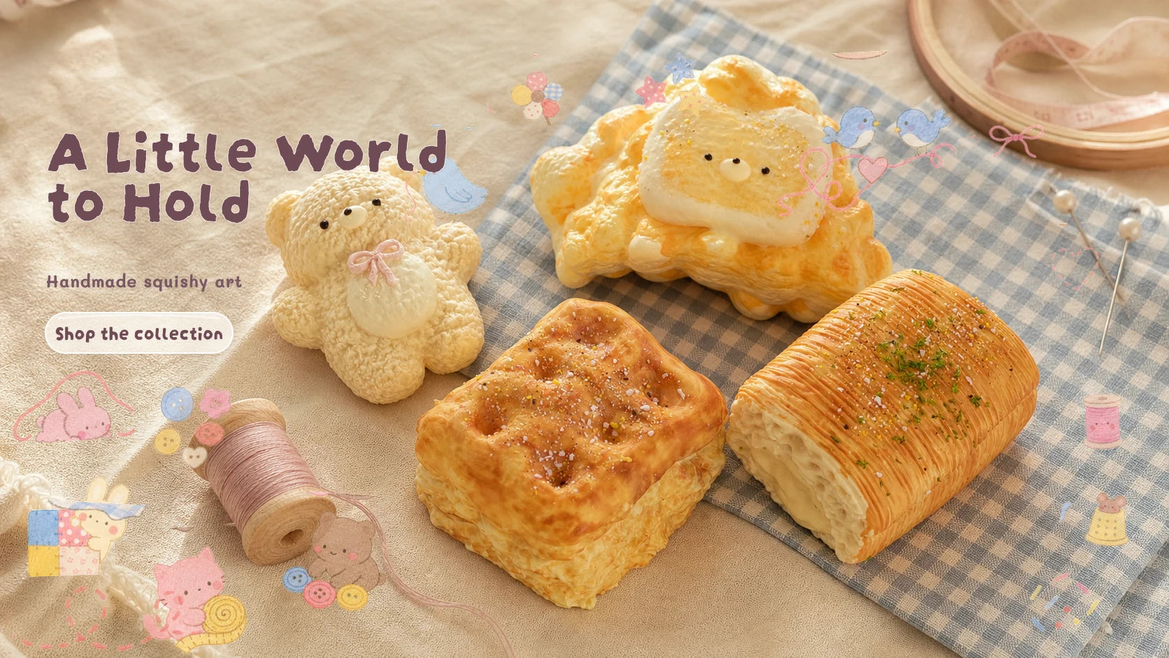 Plumimi handmade squishy collectibles in a playful hand-drawn world.